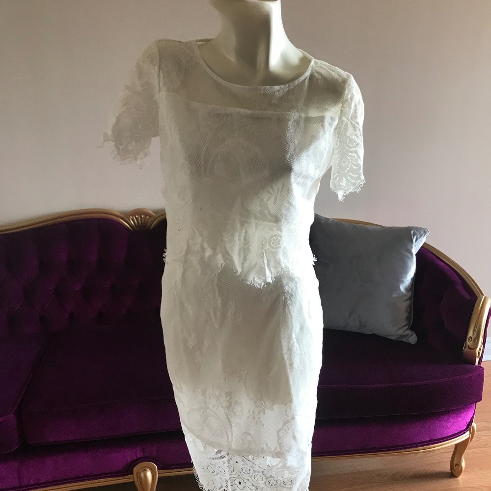 2 Piece White Lace Set